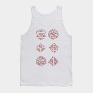 Peach, Purple, and Orange Gradient Rose Vintage Pattern Silhouette Polyhedral Dice - Dungeons and Dragons Design Tank Top